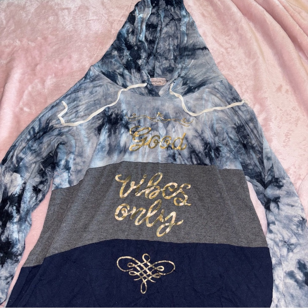 Blue and Gray Tie-Dye Hoodie